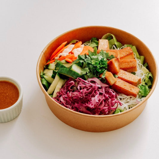 Lemongrass Tofu Vermicelli with Almond Hoisin Sauce