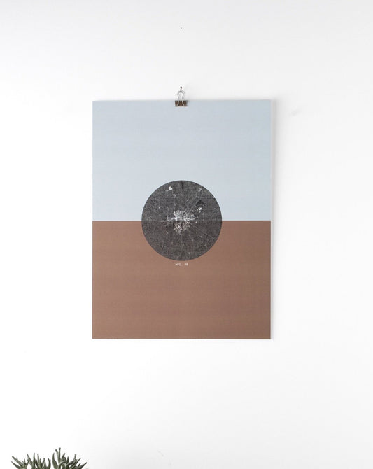 the ba.sic Map of Manitoba Blue and Dark Rust Print